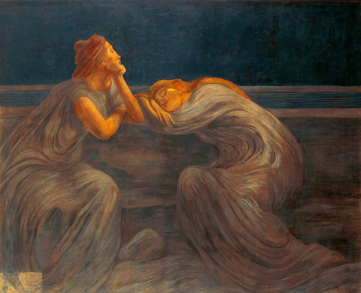 Nokturn, 1908, Gaetano Previati (1852-1920). autorstwa Gaetano Previati