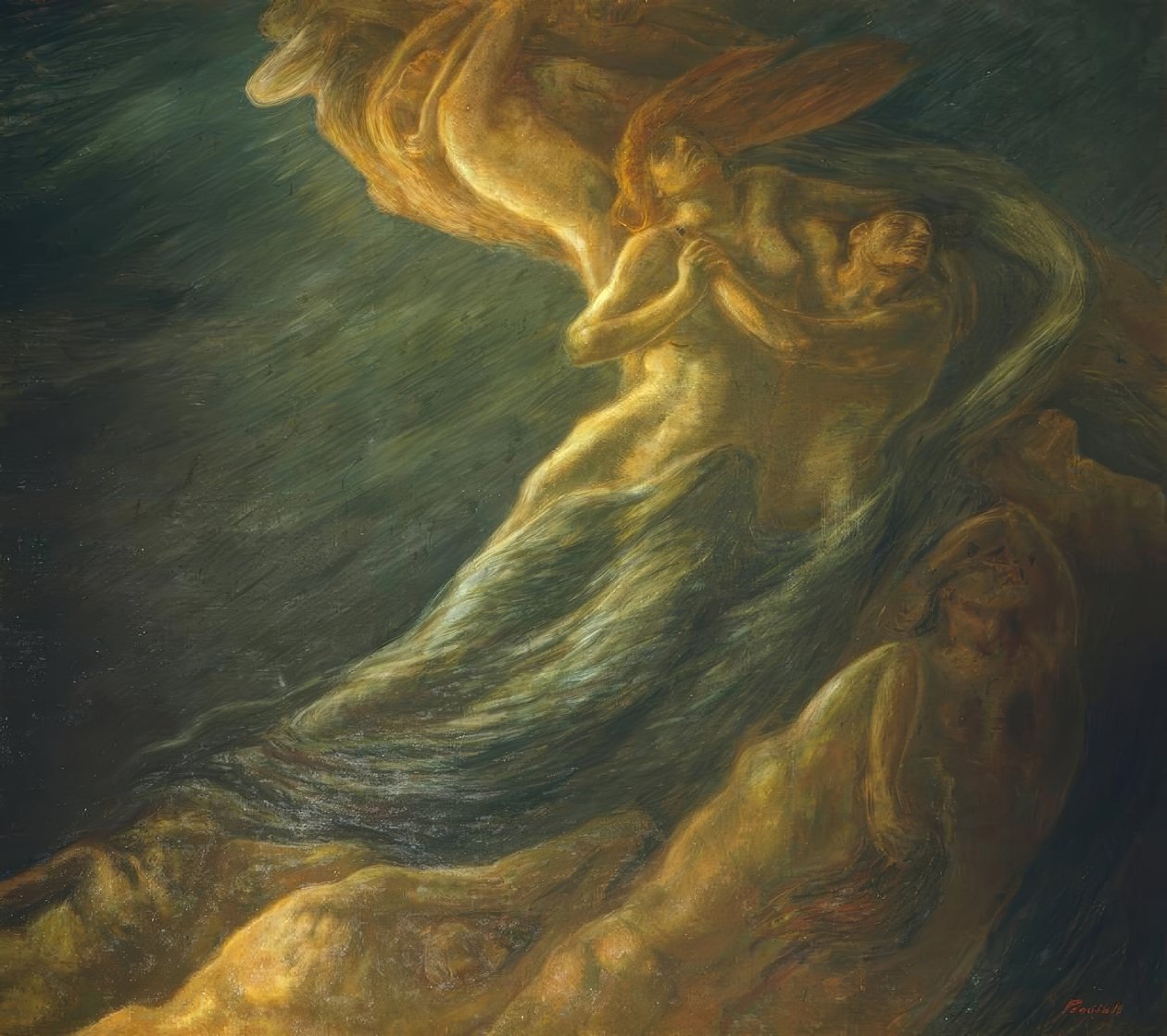 Paolo i Francesca, 1901, autorstwa Gaetano Previati