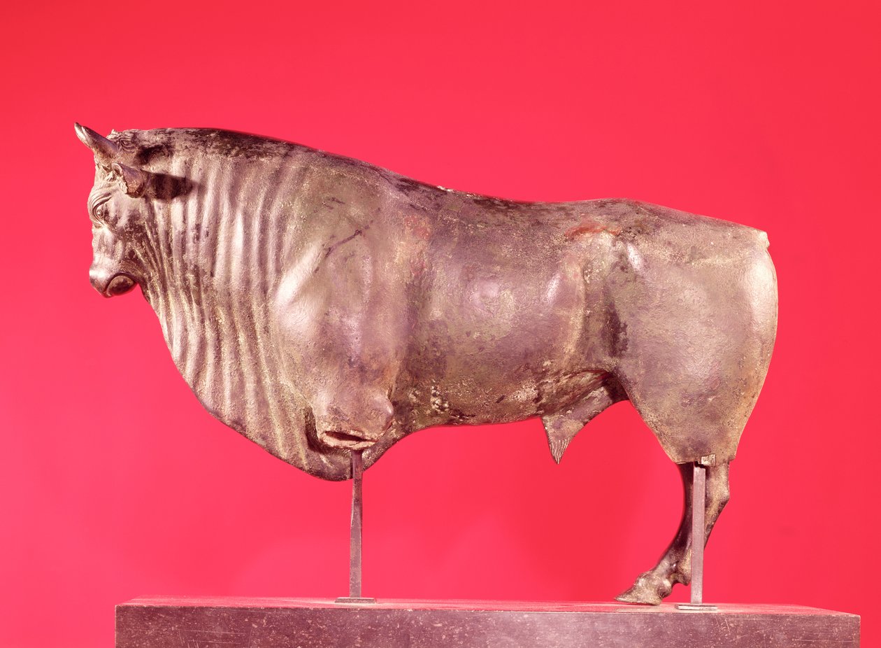 Byk z trzema rogami, z Avrigney (brąz) autorstwa Gallo Roman