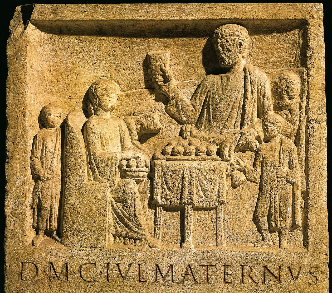 Relief przedstawiający ucztę, cywilizację rzymską autorstwa Gallo Roman