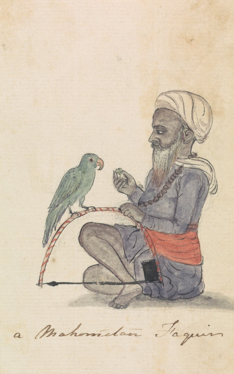 Um Mohametan com seu Parrotpolish autorstwa Gangaram Chintaman Tambat