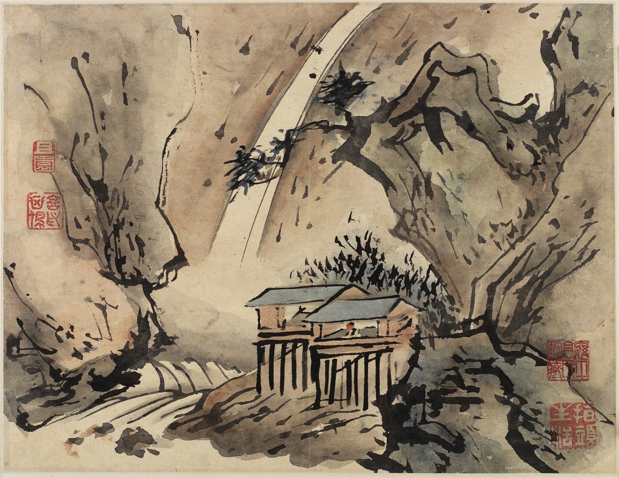 Malowanie palcami, z dziesięciu albumów, 1684 autorstwa Gao Qipei