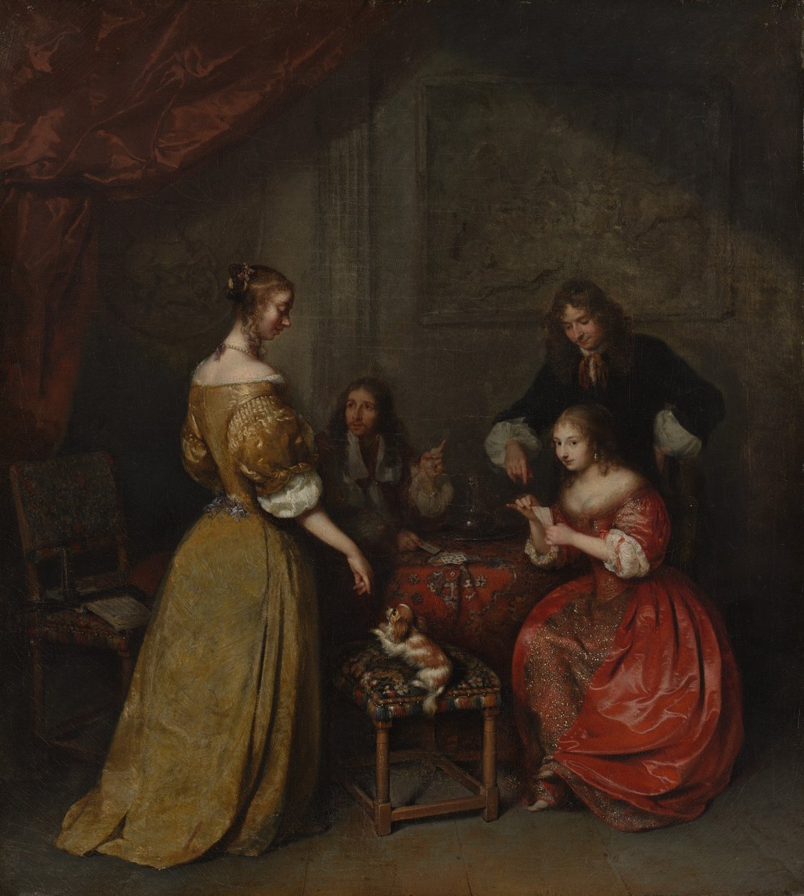 Impreza w karty, ca. 1665. autorstwa Gaspar Netscher