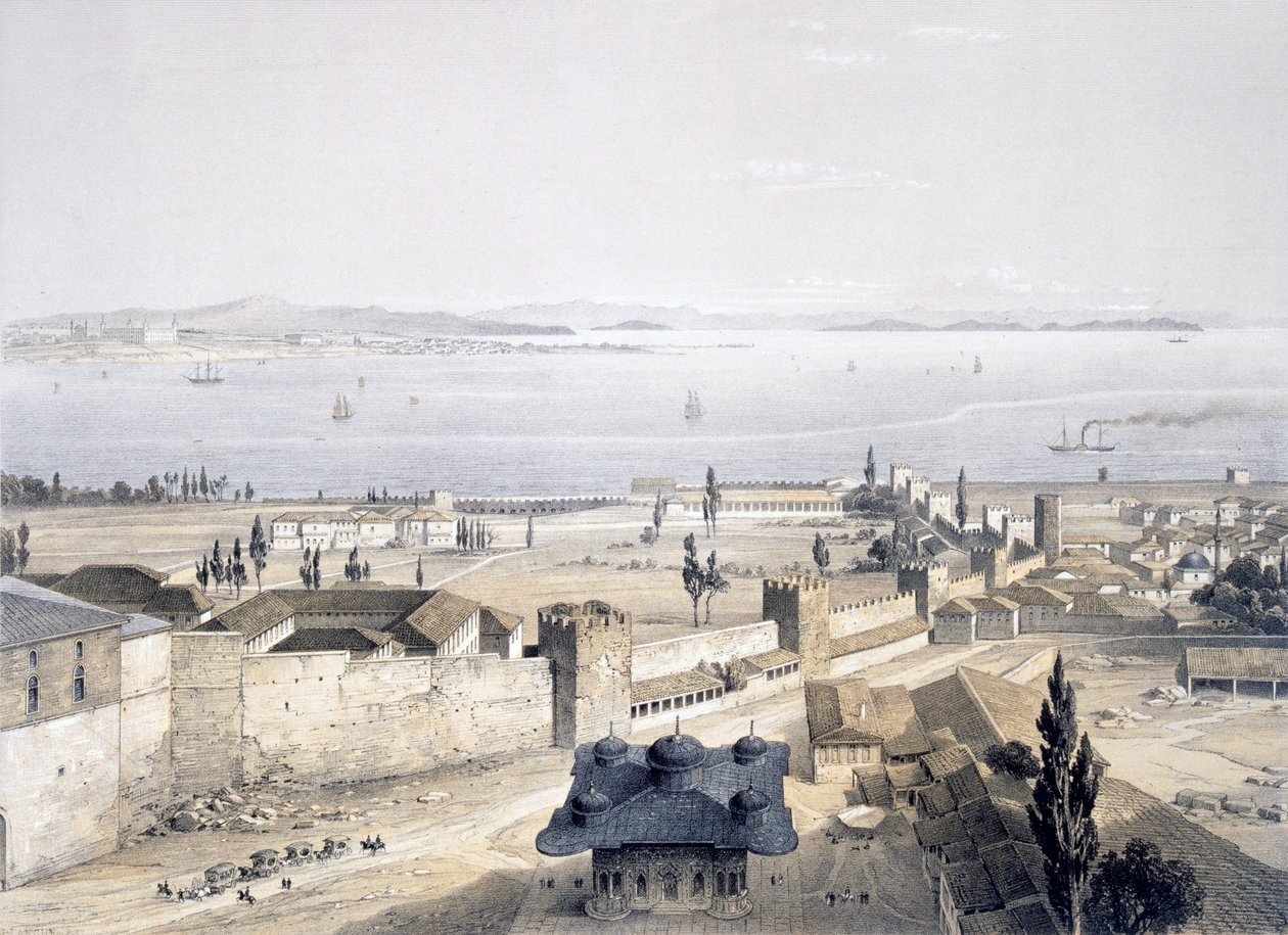 Widok na Bosfor z meczetu, 1852 r. autorstwa Gaspard Fossati