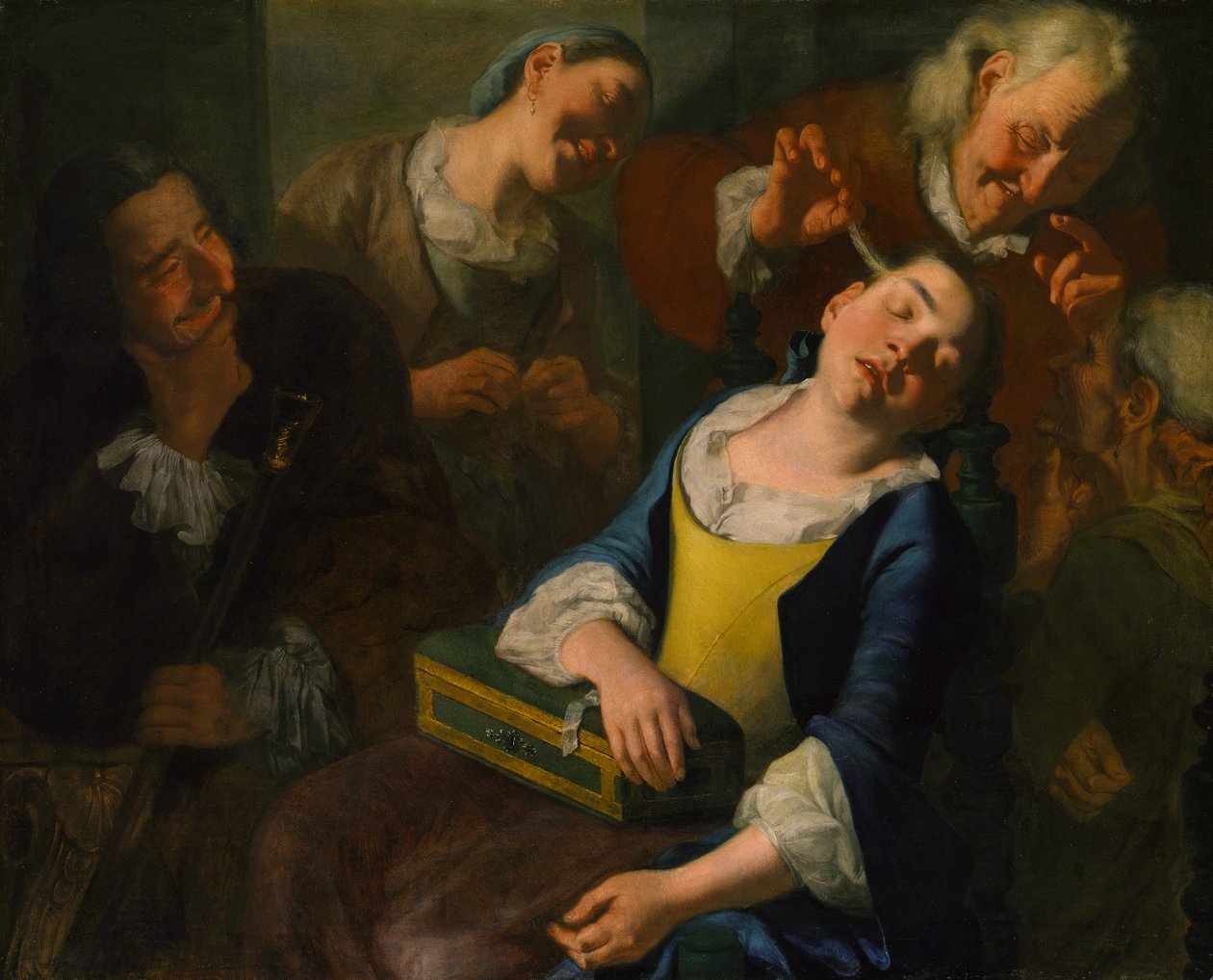 Dokuczanie śpiącej dziewczynie, ca. 1760. autorstwa Gaspare Traversi