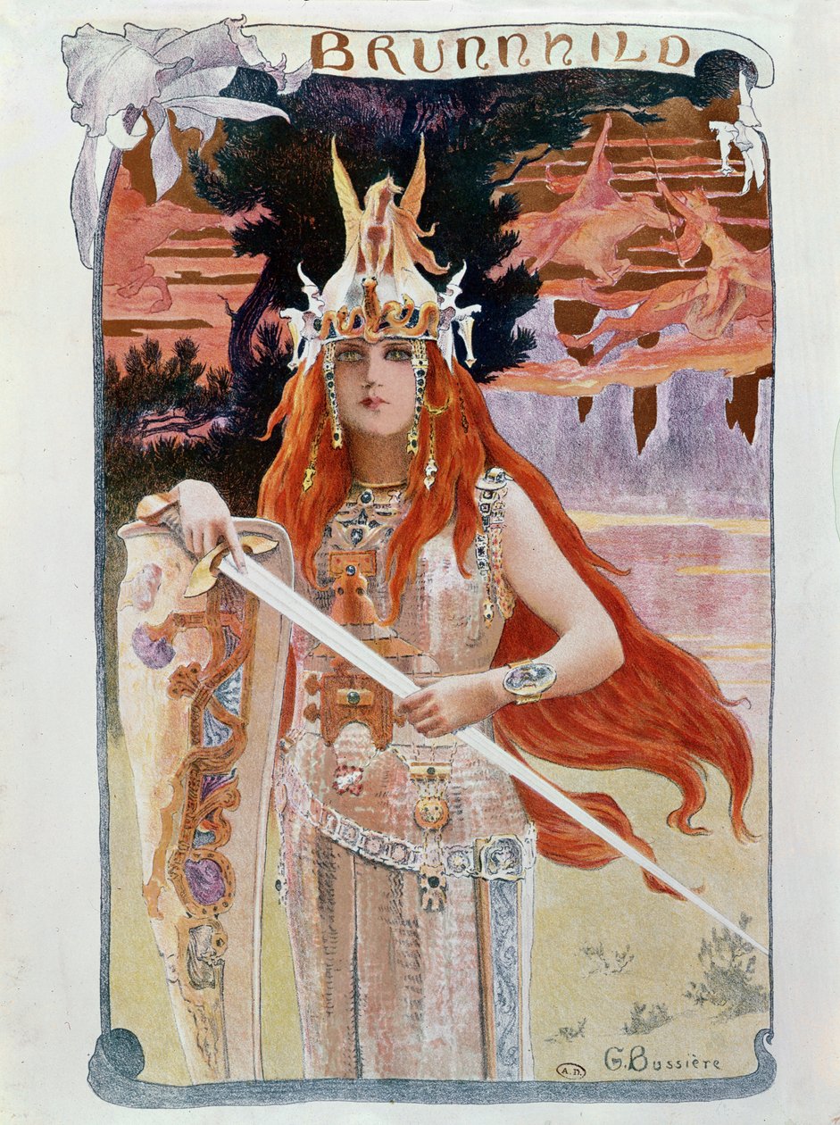 Brunhilda, ilustracja z „Die Walkure” Richarda Wagnera (1813-83) autorstwa Gaston Bussiere