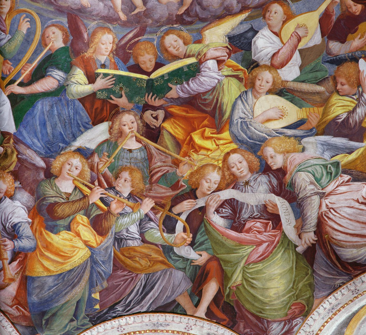 Koncert aniołów, 1534-36 (szczegóły) (zob. 175762) autorstwa Gaudenzio Ferrari