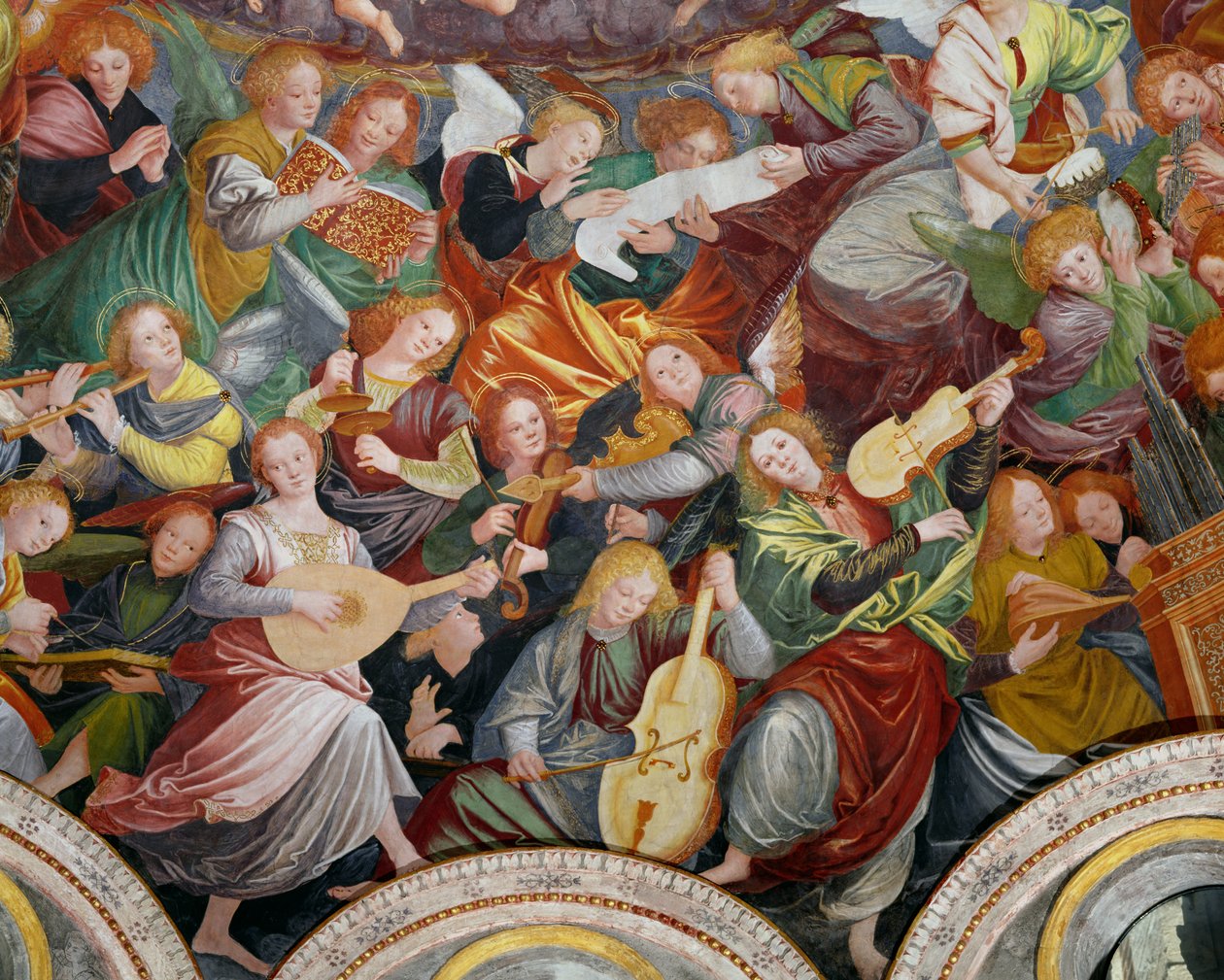 Koncert aniołów, 1534-36 (szczegóły) (zob. 175762) autorstwa Gaudenzio Ferrari