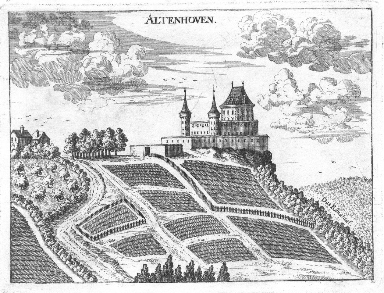 Grawer, widok zamku Altenhof, Górna Austria autorstwa Georg Matthaus Vischer