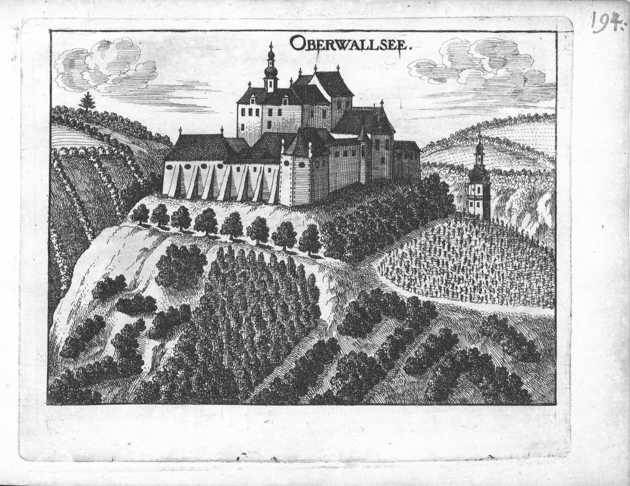 Grawer, widok na zamek Oberwallsee, Górna Austria autorstwa Georg Matthaus Vischer