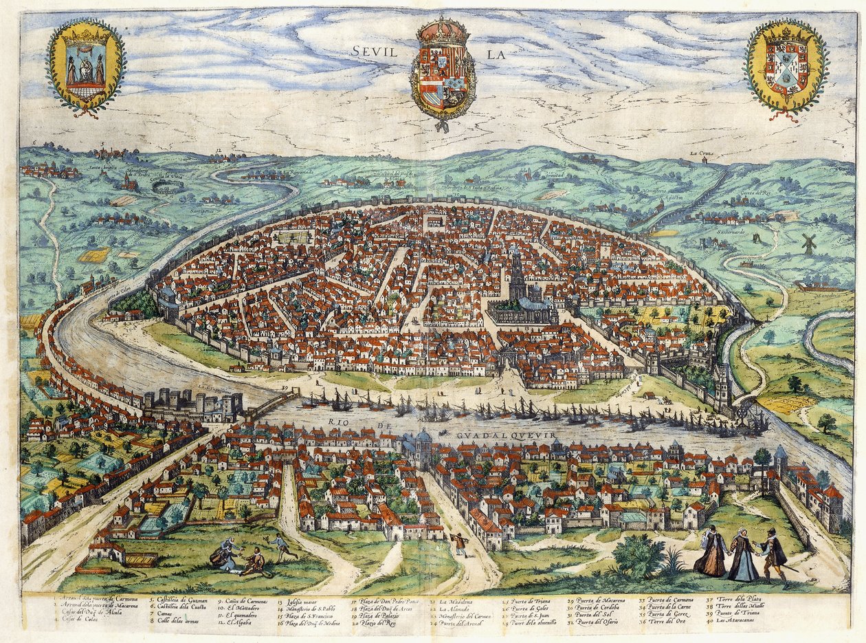 Plan i widok Sewilli, 1579-1590 autorstwa Georg Braun