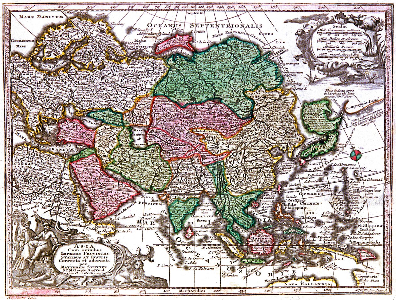 Mapa Azji autorstwa Georg Matthäus Seutter