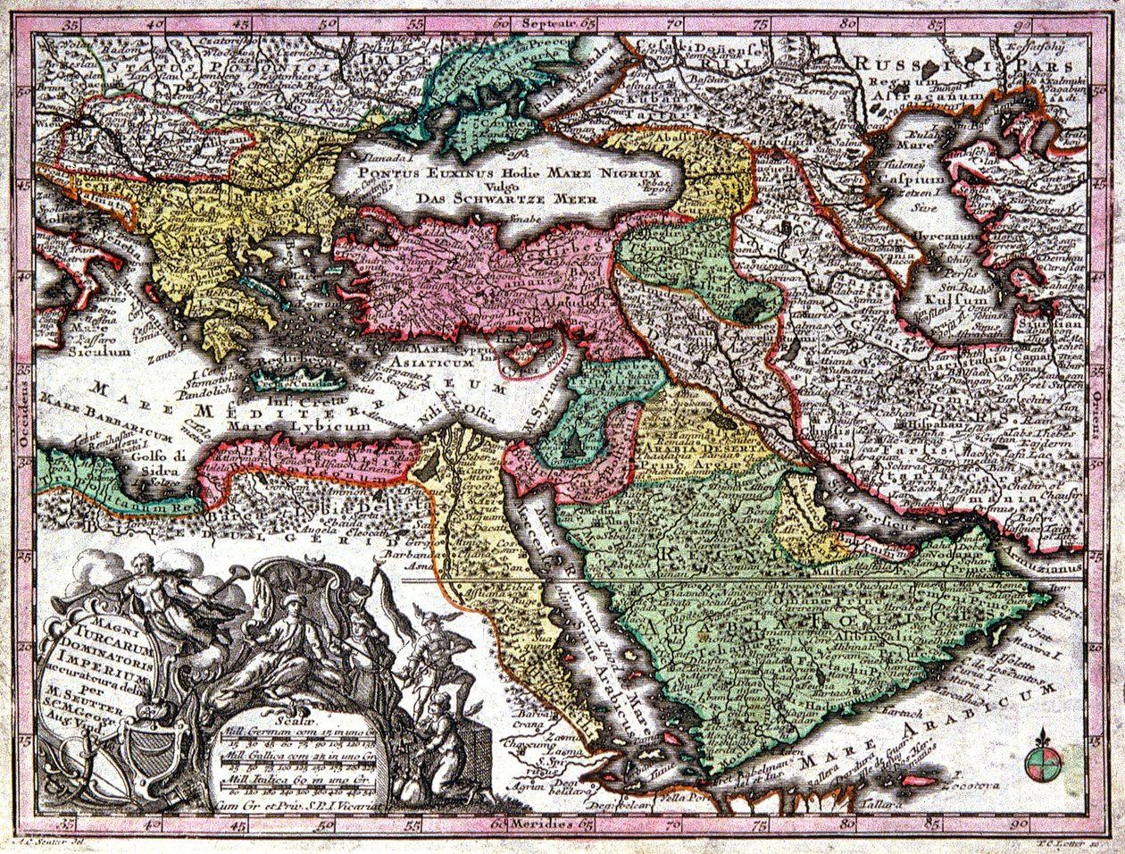 Mapa Imperium Osmańskiego autorstwa Georg Matthäus Seutter