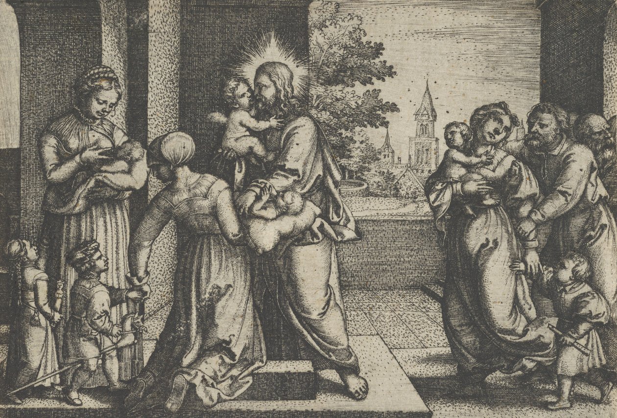 Chrystus i dzieci. autorstwa Georg Pencz