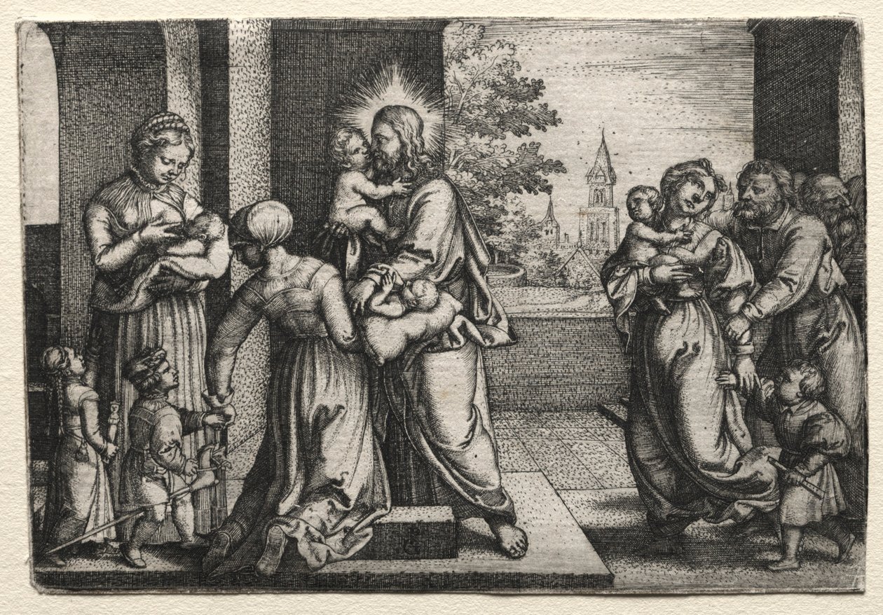 Chrystus z małymi dziećmi, ok. godz. 1548. autorstwa Georg Pencz