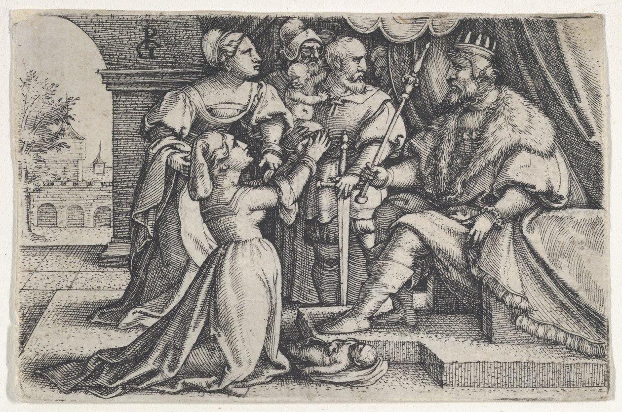 Wyrok Salomona. autorstwa Georg Pencz