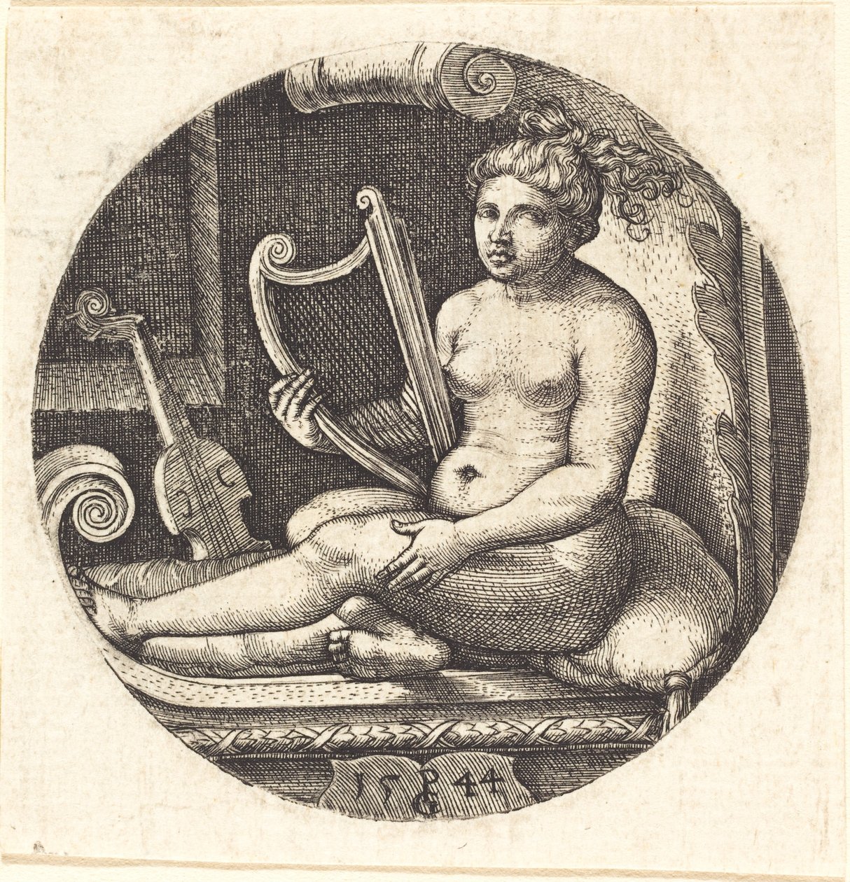 Kobieta z harfą autorstwa Georg Pencz