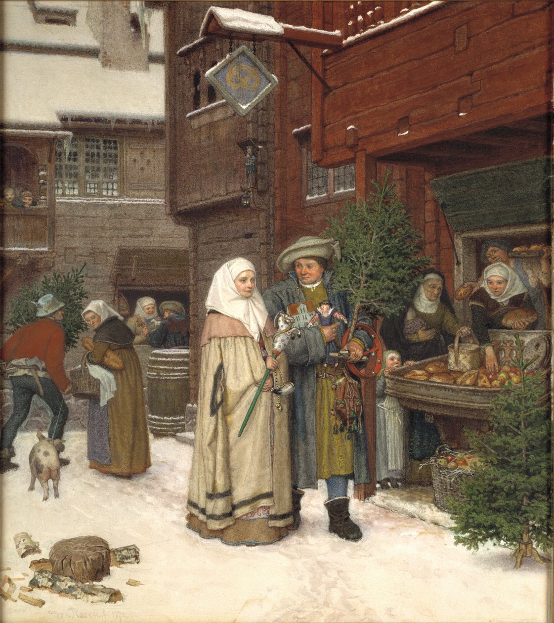 Jarmark Bożonarodzeniowy, 1872. autorstwa Georg von Rosen