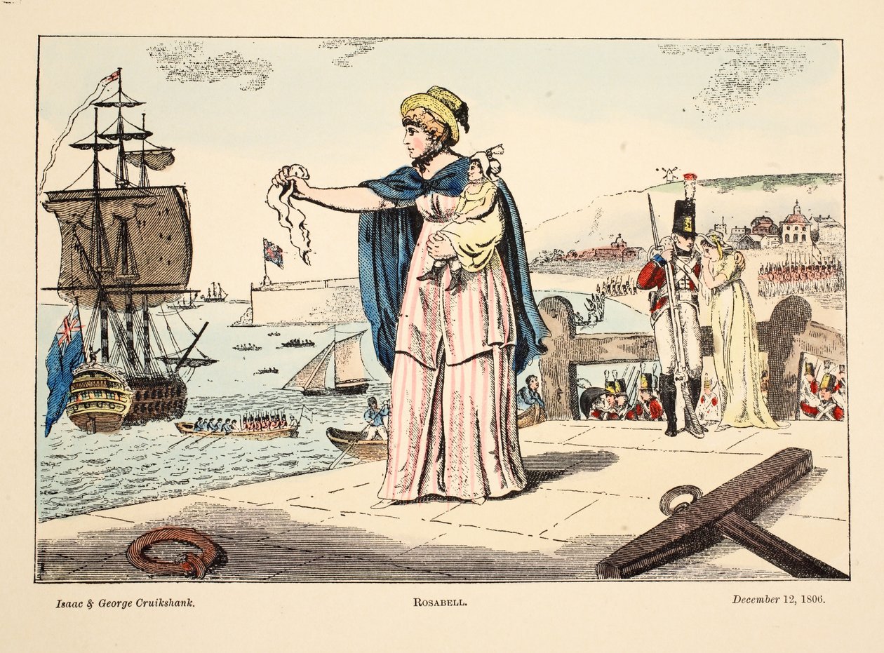 Rosabell, wyd. 1806 (ręcznie kolorowane grawerowanie) autorstwa Isaac, Robert and George Cruikshank