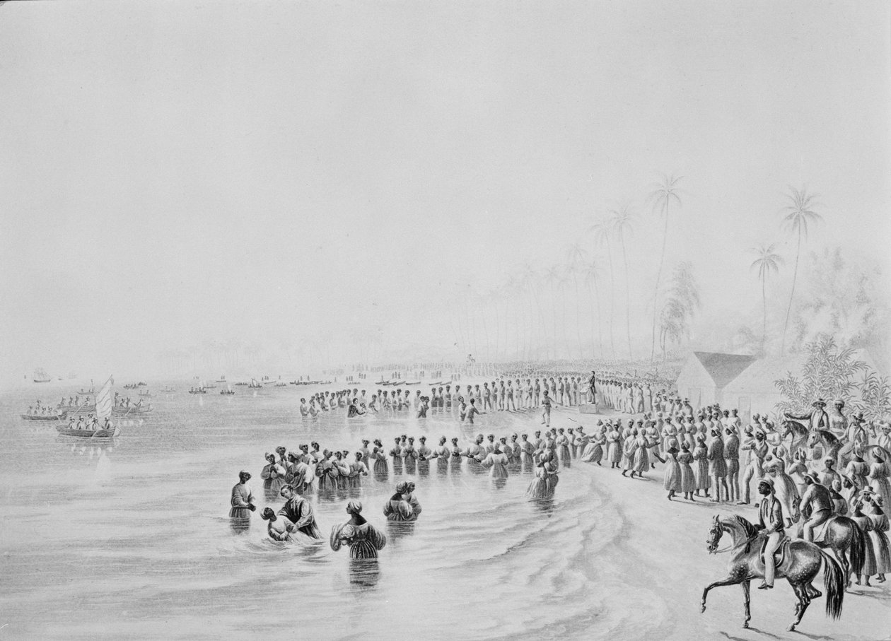 Obrzęd chrztu na Jamajce, 1842 r. autorstwa George Baxter