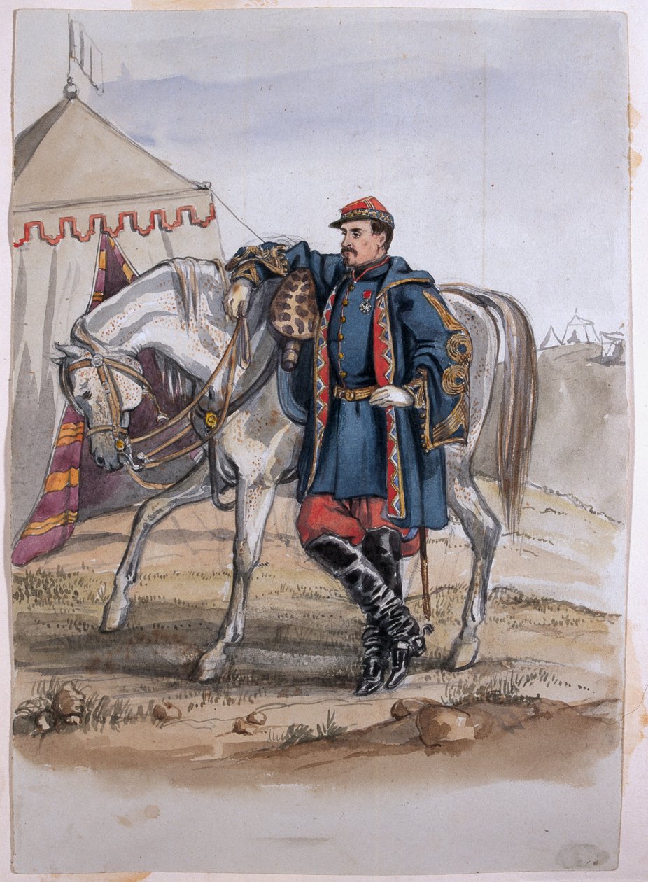 Portret generała Clersa, byłego dowódcy Żuawów, z albumu obrazów i szkiców znanego jako "Krym Cadogana", 1854-56. autorstwa George Cadogan