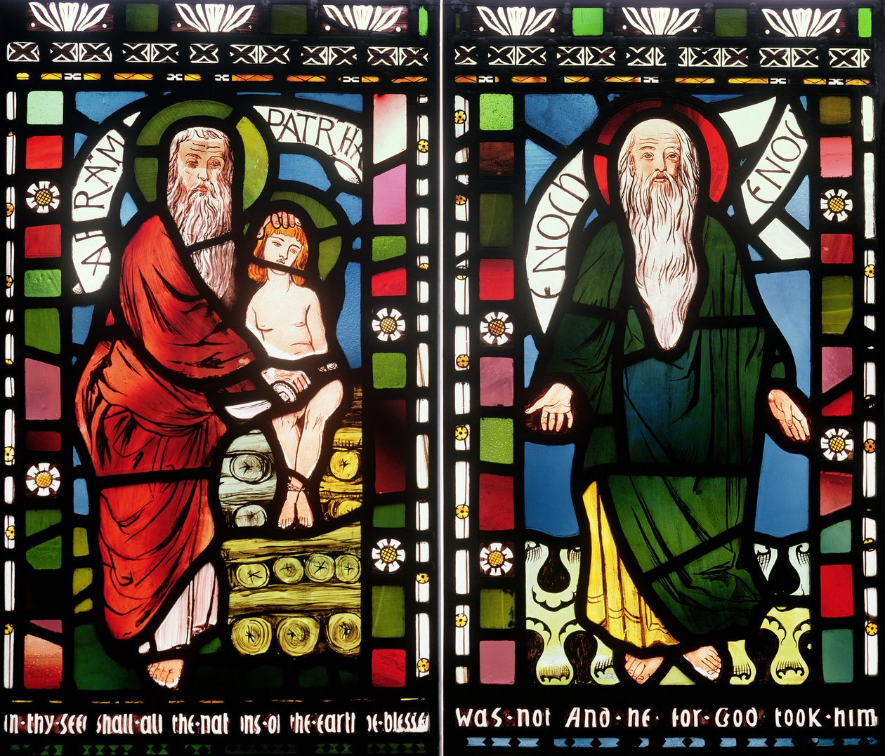 Abraham i Enoch, fragment z Okna Stworzenia, 1861 (witraż) (zob. 12053) autorstwa George Campfield