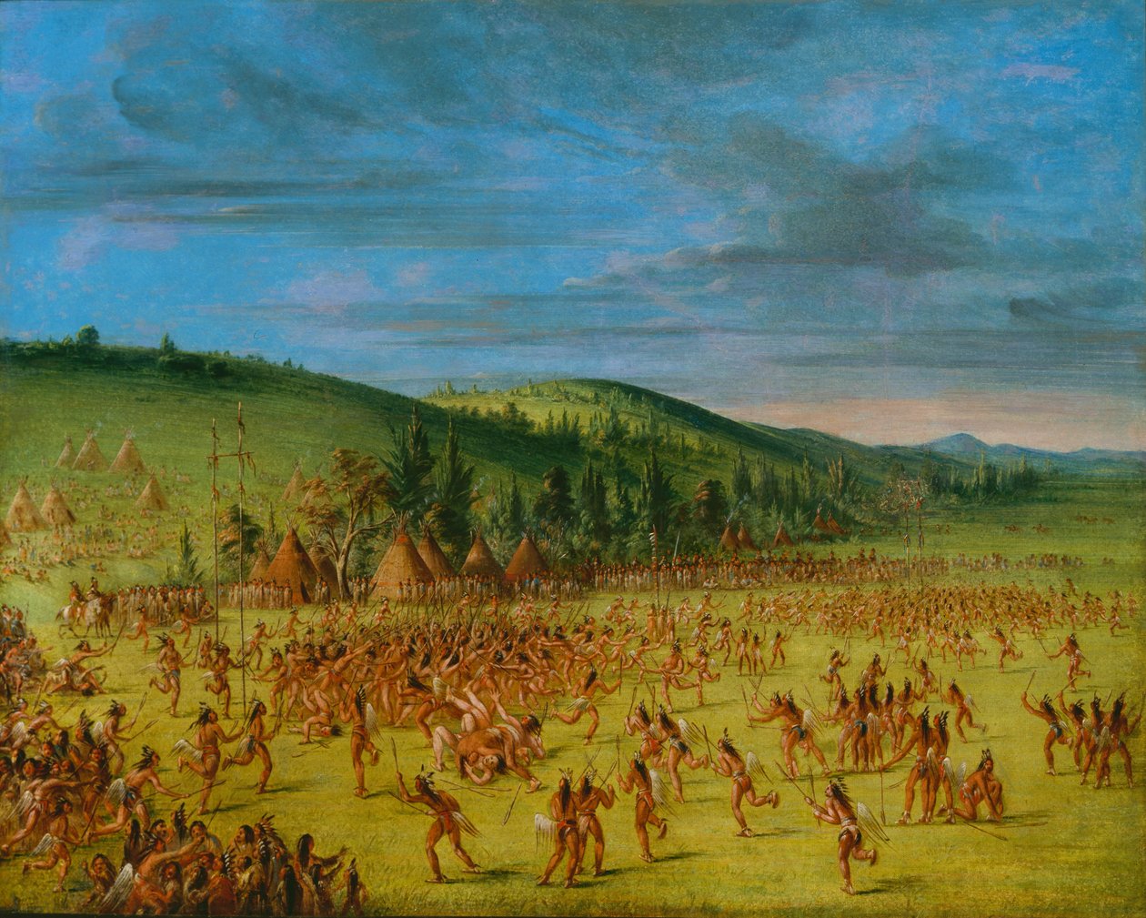 Gra w piłkę z Choctaw - Ball Up autorstwa George Catlin