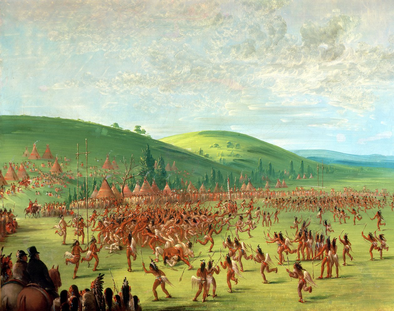 Indyjska gra w piłkę autorstwa George Catlin