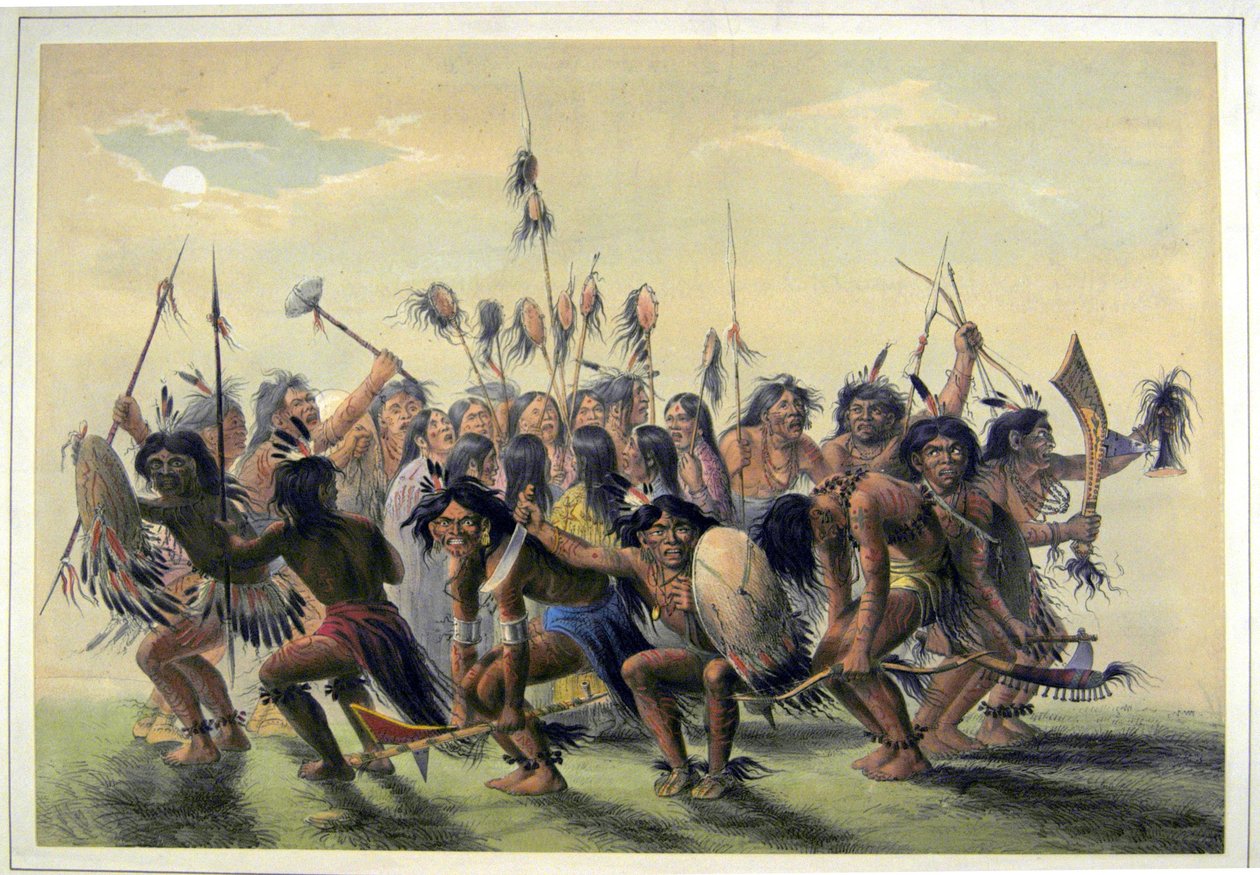 Rdzenni Amerykanie wykonujący taniec grupy plemiennej autorstwa George Catlin