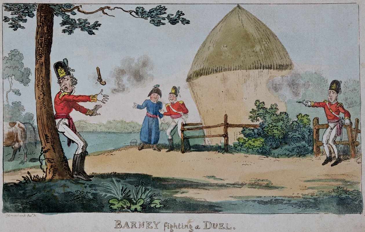 Barney walczący w pojedynku autorstwa George Cruikshank