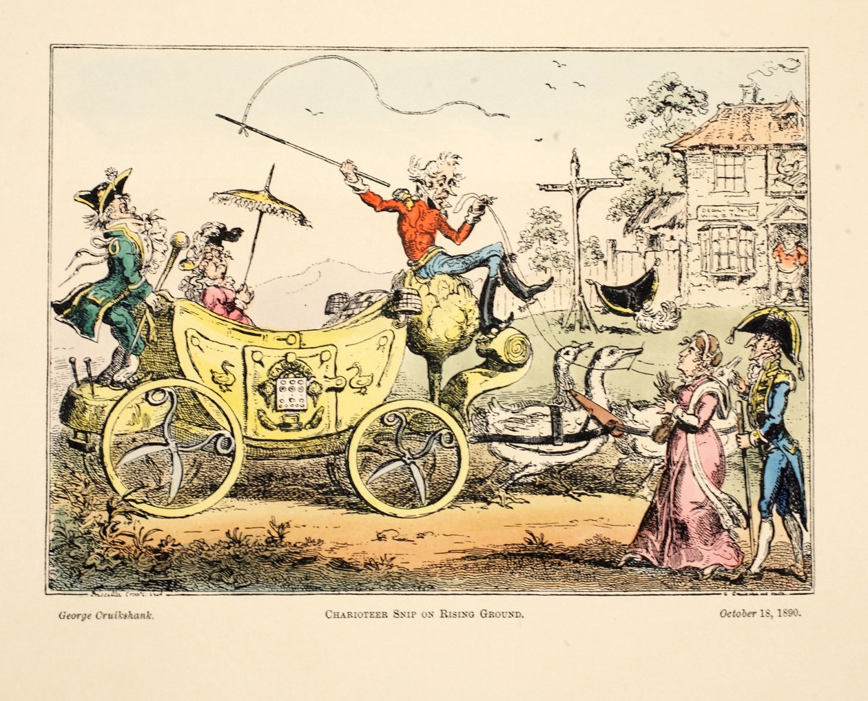 Charioteer Snip on Rising Ground, 1890 (ręcznie barwiony grawerunek) autorstwa George Cruikshank