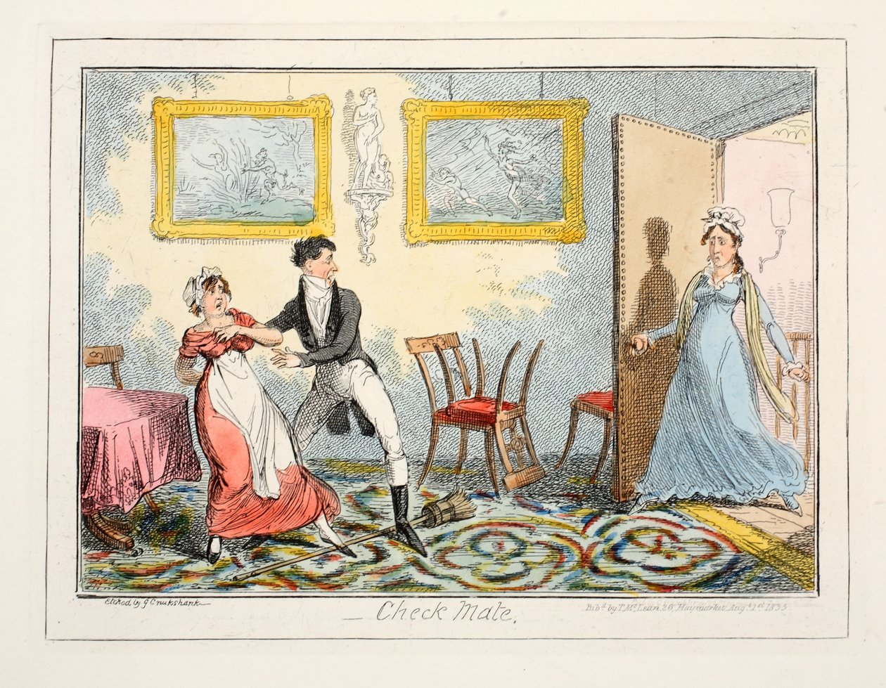 Szachownica, 1835 (rycina ręcznie kolorowana) autorstwa George Cruikshank