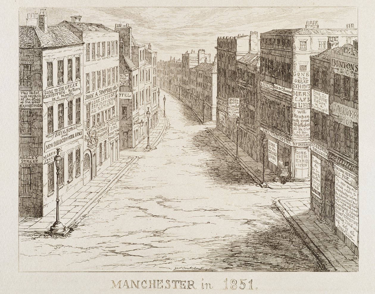 Wielka Wystawa Mayhewa z 1851 r.: Manchester w 1851 r. autorstwa George Cruikshank