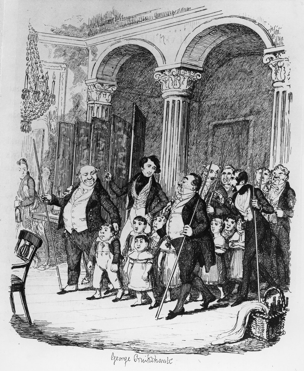 Obiady publiczne, ilustracja ze „Szkiców Boza”, 1836 autorstwa George Cruikshank
