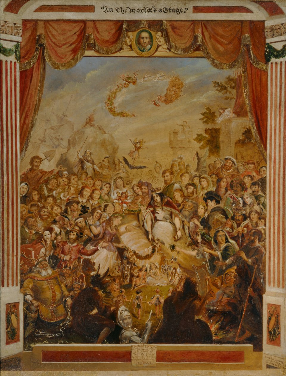 Pierwsze pojawienie się Williama Szekspira na scenie teatru Globe autorstwa George Cruikshank