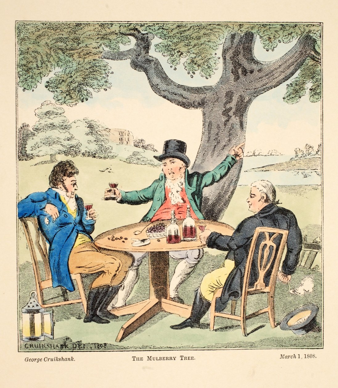 Drzewo Morwy, wyd. 1808 (grawerowanie ręcznie kolorowane) autorstwa George Cruikshank
