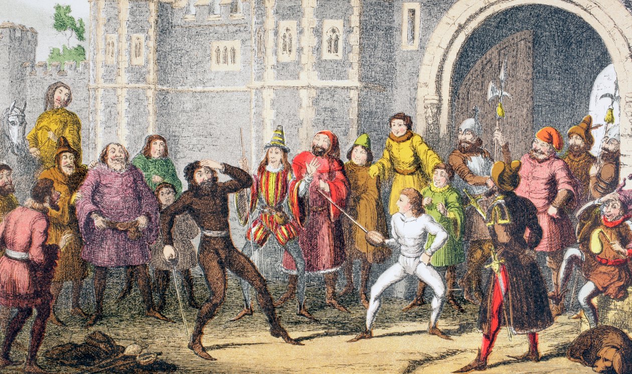 — Ten sam sir John, ten sam. Widziałem, jak łamał głowę Skogana przy bramie sądowej, gdy był szczeliną nie tak wysoką”, 1890 autorstwa George Cruikshank