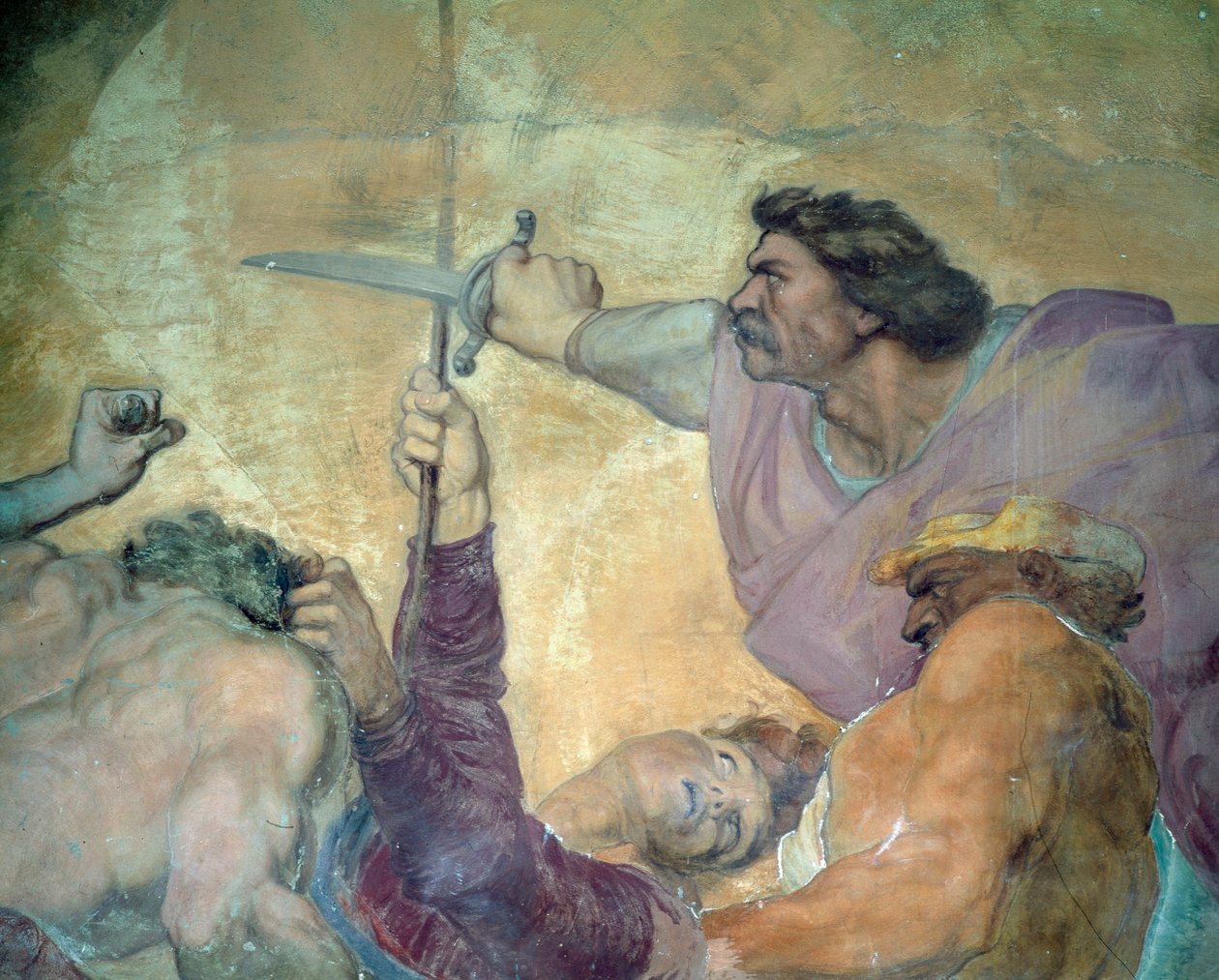 Fragment kary dla lekarza, fresk z Villa Medicea di Careggi autorstwa George Frederick Watts
