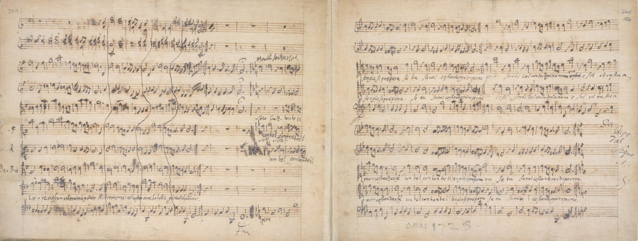 Końcowy chór Juliusz Cezar autograf rękopis Handel autorstwa George Frederick Handel