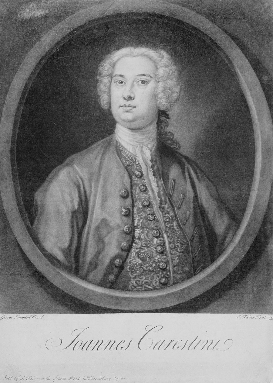 Giovanni Carestini (ok.1704-c.1760), 1735 (mezzotinta) autorstwa George Knapton