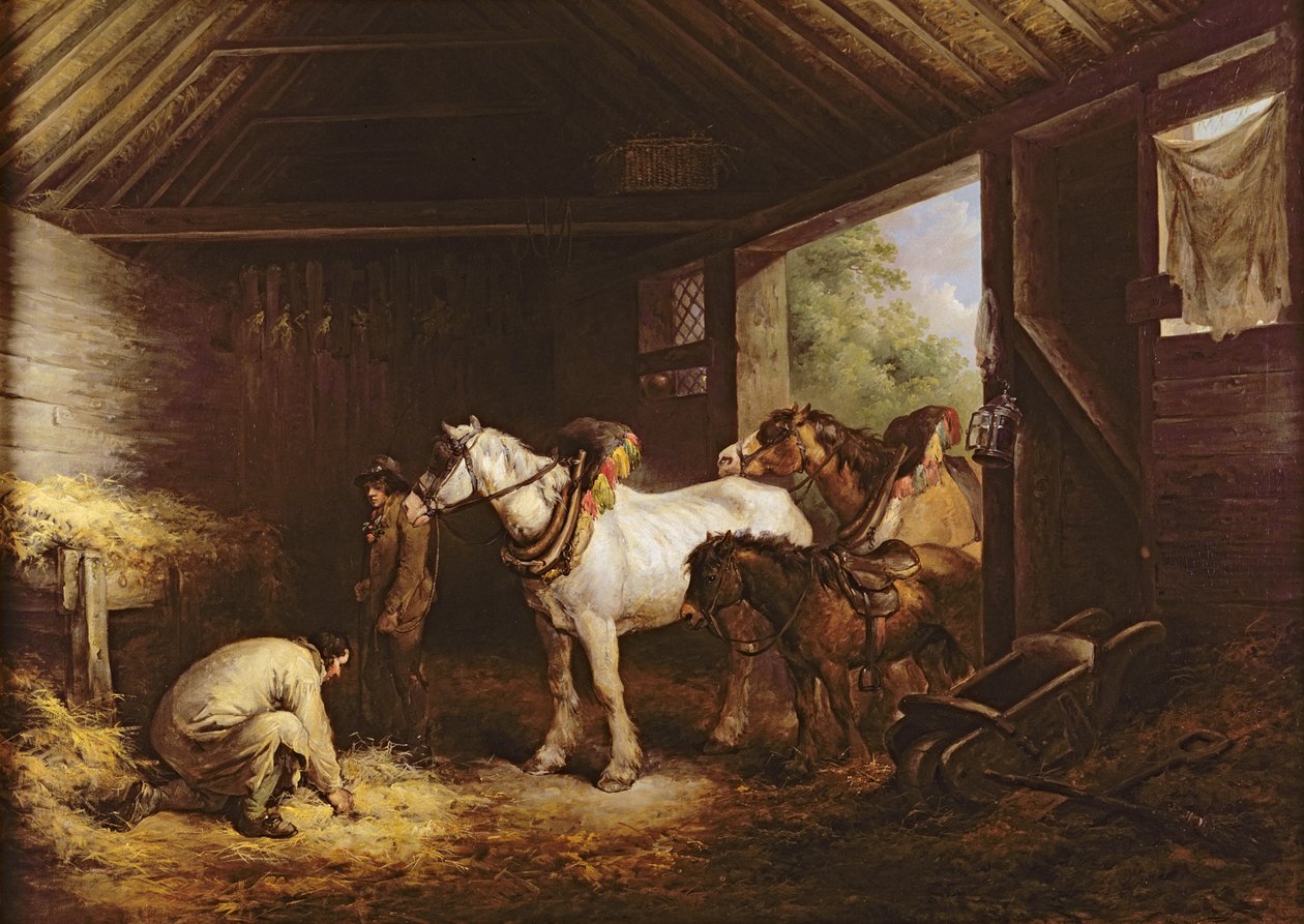 Wewnątrz stajni autorstwa George Morland