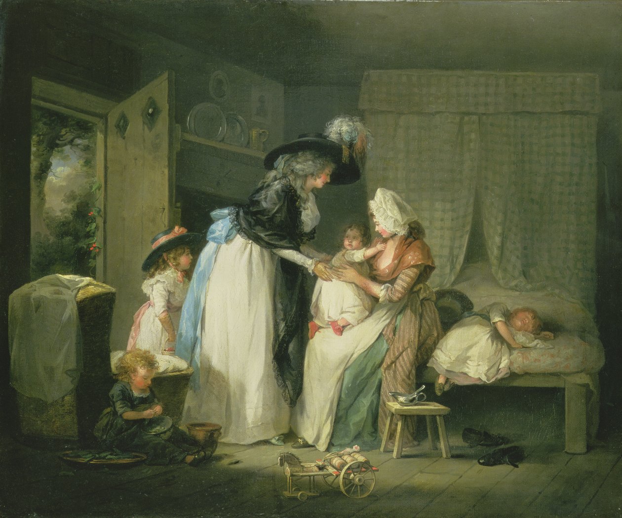 Wizyta u dziecka u pielęgniarki, ok.1788 r. autorstwa George Morland
