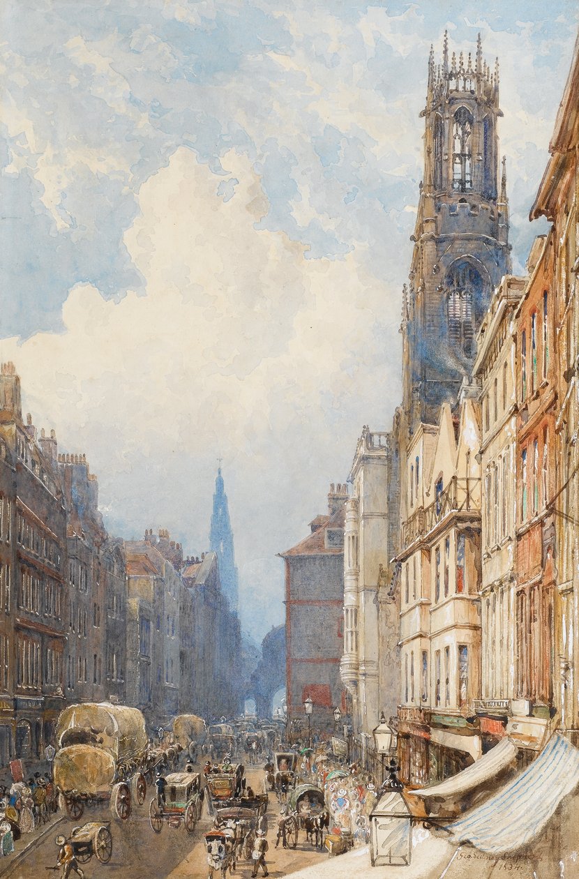 Fleet Street, Londyn, 1834 (wc na papierze) autorstwa George Shepherd