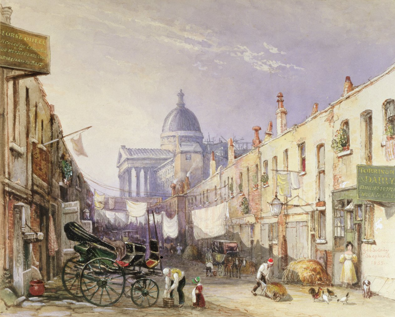Uniwersytet Londyński z Old Gower Muse, 1835 (ołówek i wc z podwyższeniem na papierze) autorstwa George Shepherd