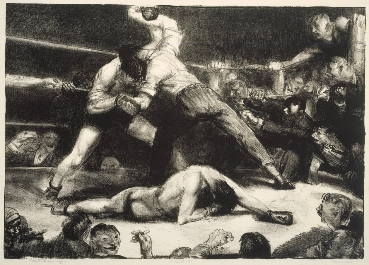 Knock-Out, 1921 (lito z chine-collé) autorstwa George Wesley Bellows