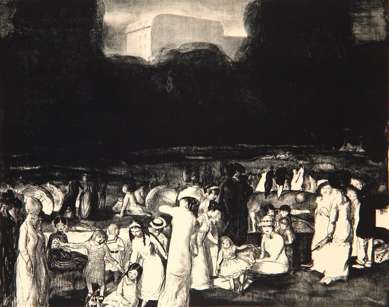 W parku, ciemno, 1916 autorstwa George Wesley Bellows