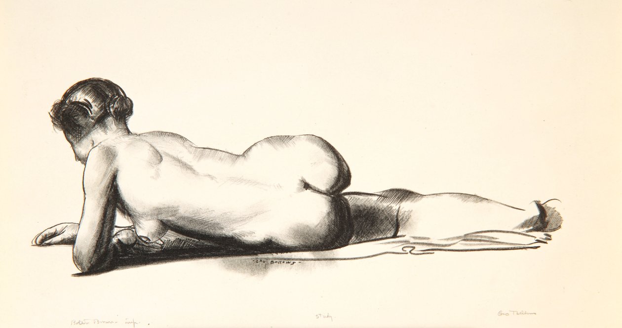 Studium aktu, kobieta leżąca na brzuchu, 1923-24 autorstwa George Wesley Bellows