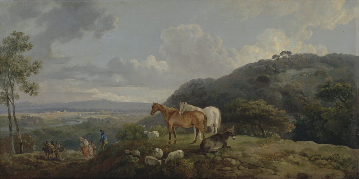 سهار: د مارس او پسونو سره منظره، c.1770-80 poli autorstwa George the Elder Barret