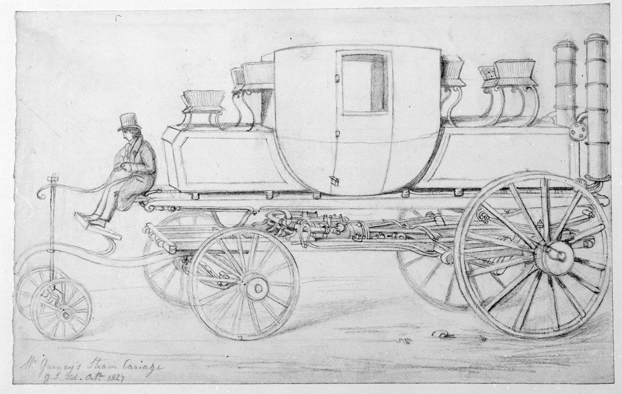 Wagon parowy Gurneya, 1827 autorstwa George the Elder Scharf