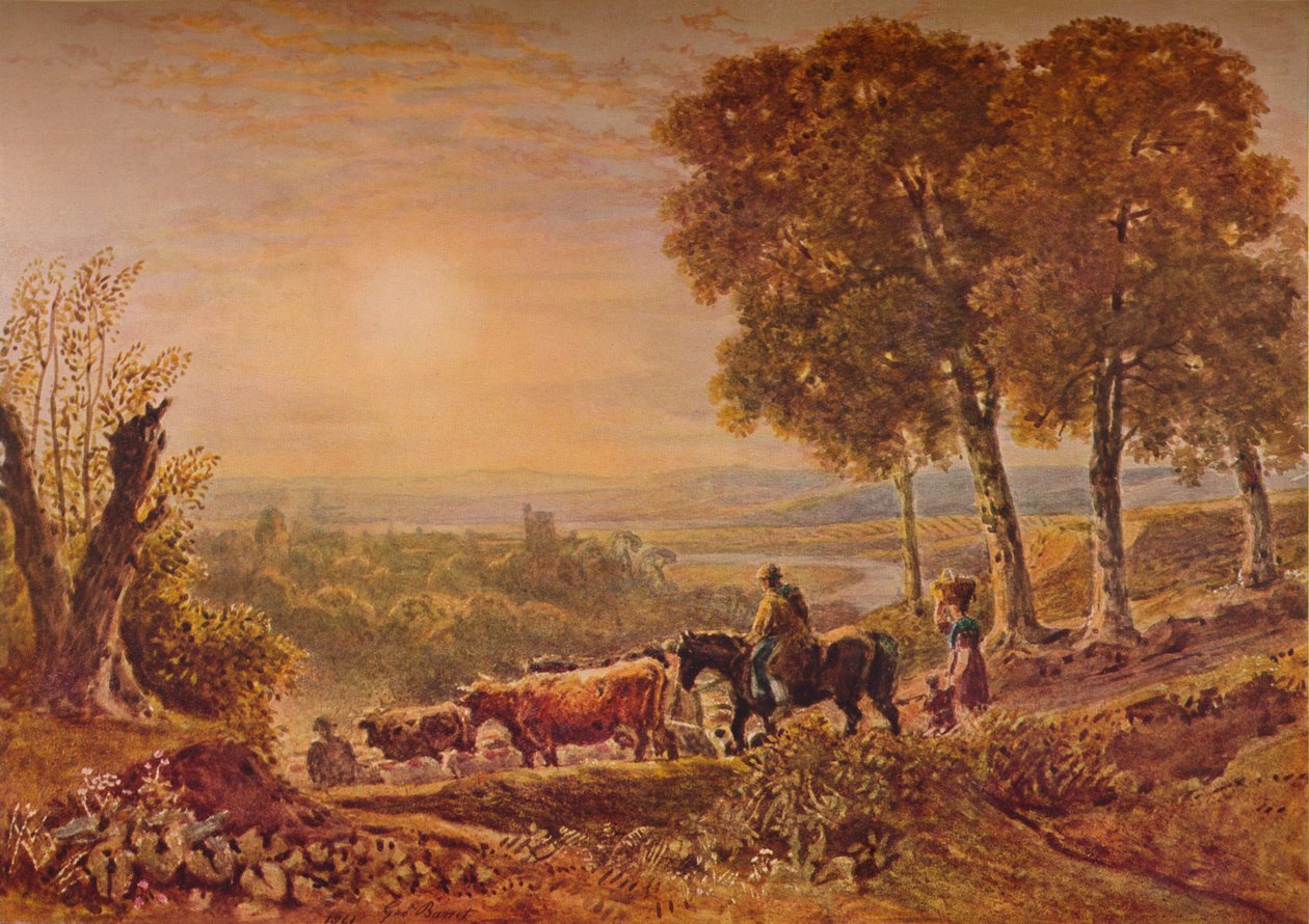 „Zachód słońca z bydłem”, 1841. autorstwa George Barret the Younger